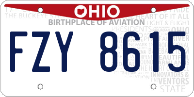OH license plate FZY8615