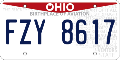 OH license plate FZY8617