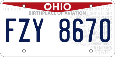 OH license plate FZY8670