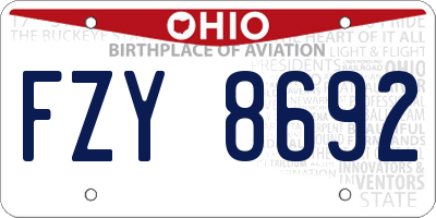 OH license plate FZY8692