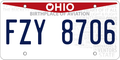 OH license plate FZY8706