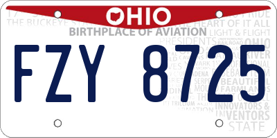 OH license plate FZY8725