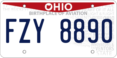 OH license plate FZY8890