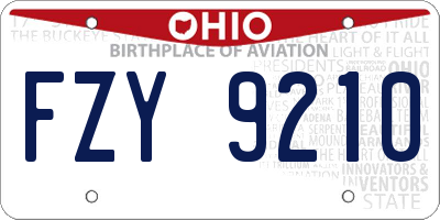 OH license plate FZY9210