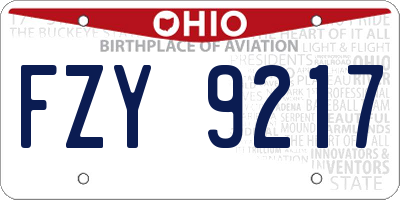OH license plate FZY9217