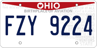 OH license plate FZY9224