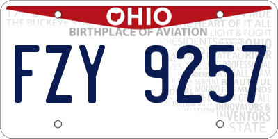 OH license plate FZY9257