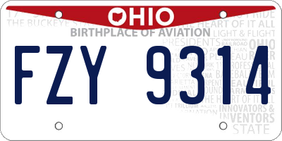 OH license plate FZY9314