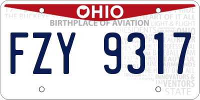 OH license plate FZY9317