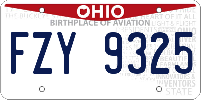OH license plate FZY9325