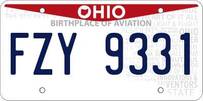 OH license plate FZY9331