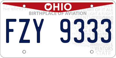 OH license plate FZY9333