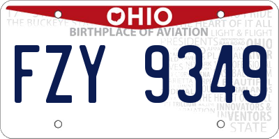 OH license plate FZY9349
