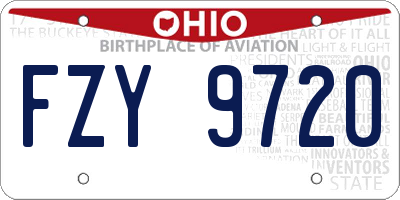 OH license plate FZY9720
