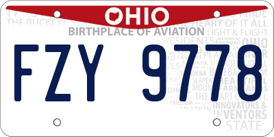 OH license plate FZY9778