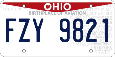 OH license plate FZY9821