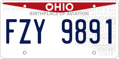 OH license plate FZY9891