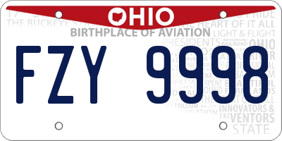 OH license plate FZY9998