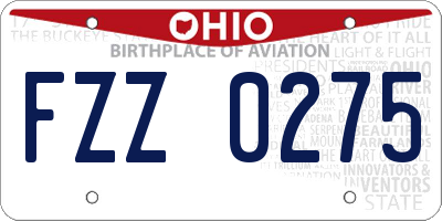 OH license plate FZZ0275