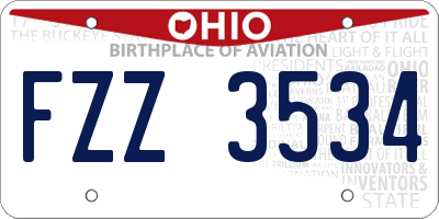 OH license plate FZZ3534