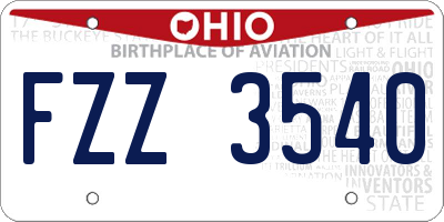OH license plate FZZ3540