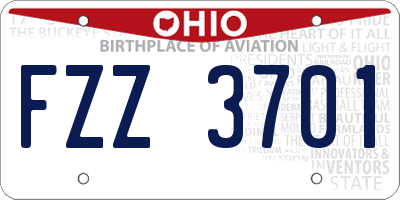 OH license plate FZZ3701