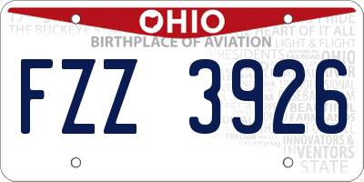 OH license plate FZZ3926
