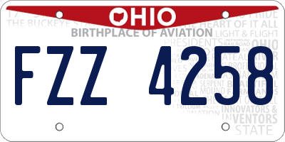 OH license plate FZZ4258