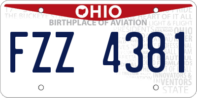 OH license plate FZZ4381