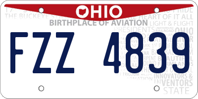 OH license plate FZZ4839