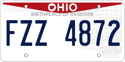OH license plate FZZ4872