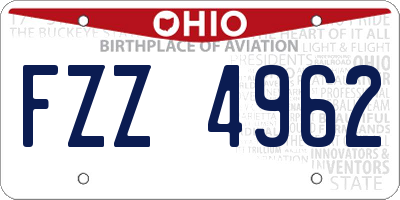 OH license plate FZZ4962