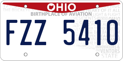 OH license plate FZZ5410