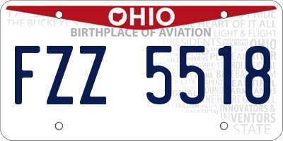 OH license plate FZZ5518