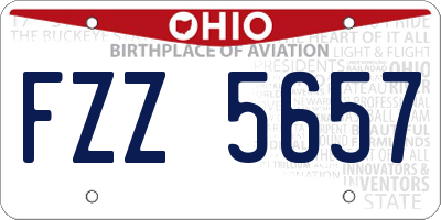 OH license plate FZZ5657