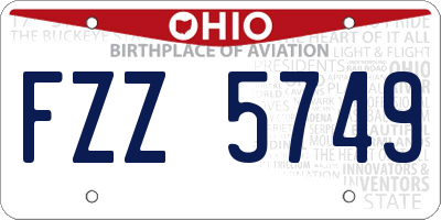 OH license plate FZZ5749