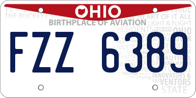OH license plate FZZ6389