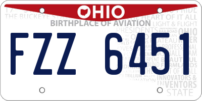 OH license plate FZZ6451