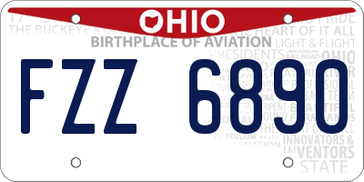 OH license plate FZZ6890