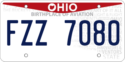 OH license plate FZZ7080