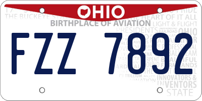 OH license plate FZZ7892