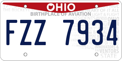 OH license plate FZZ7934