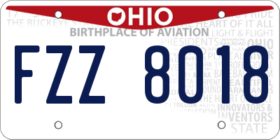 OH license plate FZZ8018