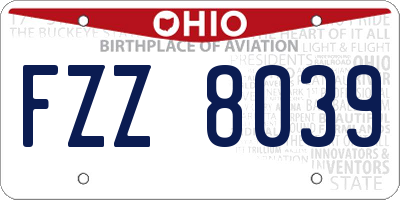 OH license plate FZZ8039