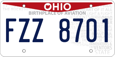OH license plate FZZ8701