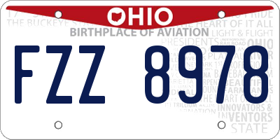 OH license plate FZZ8978