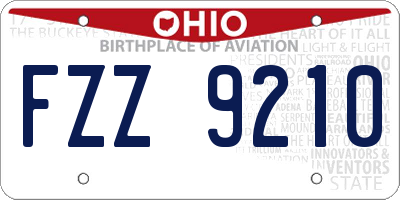 OH license plate FZZ9210