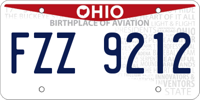 OH license plate FZZ9212