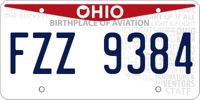 OH license plate FZZ9384