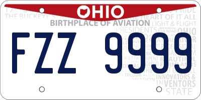 OH license plate FZZ9999